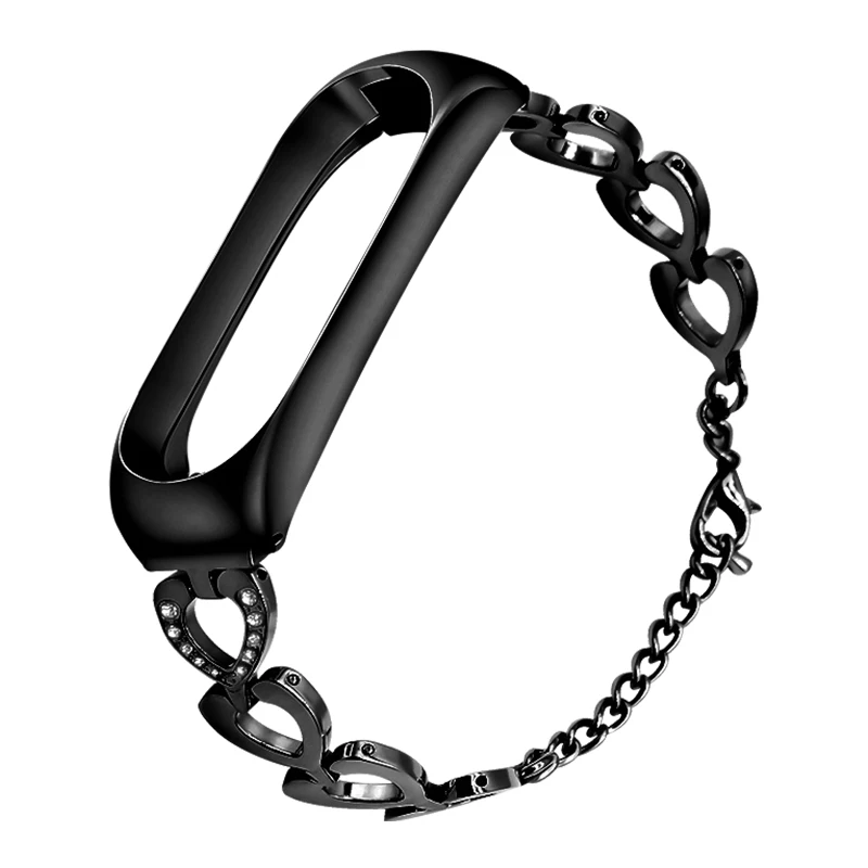 Black Pulsera Correa mi Band 3 металлический ремешок для Xiao mi band 3 mi 3 фитнес-браслет умные наручные часы спортивные часы аксессуары - Цвет: Black