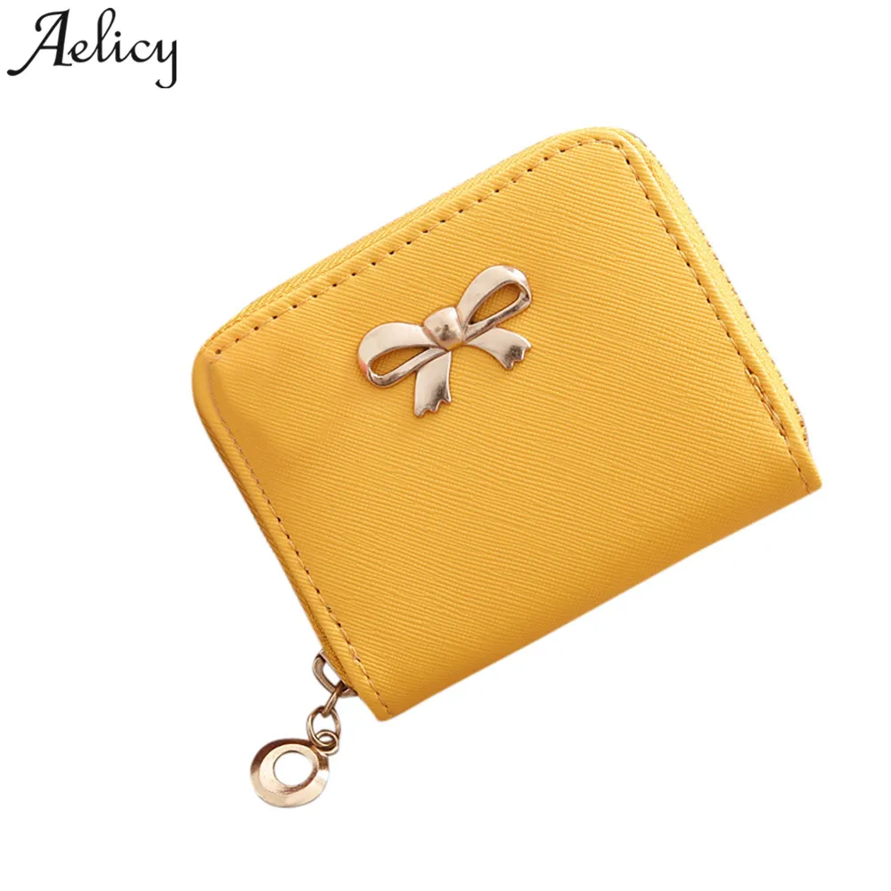 Aelicy сумки женский кожаный кошелек для девушек короткий на молнии с бантом