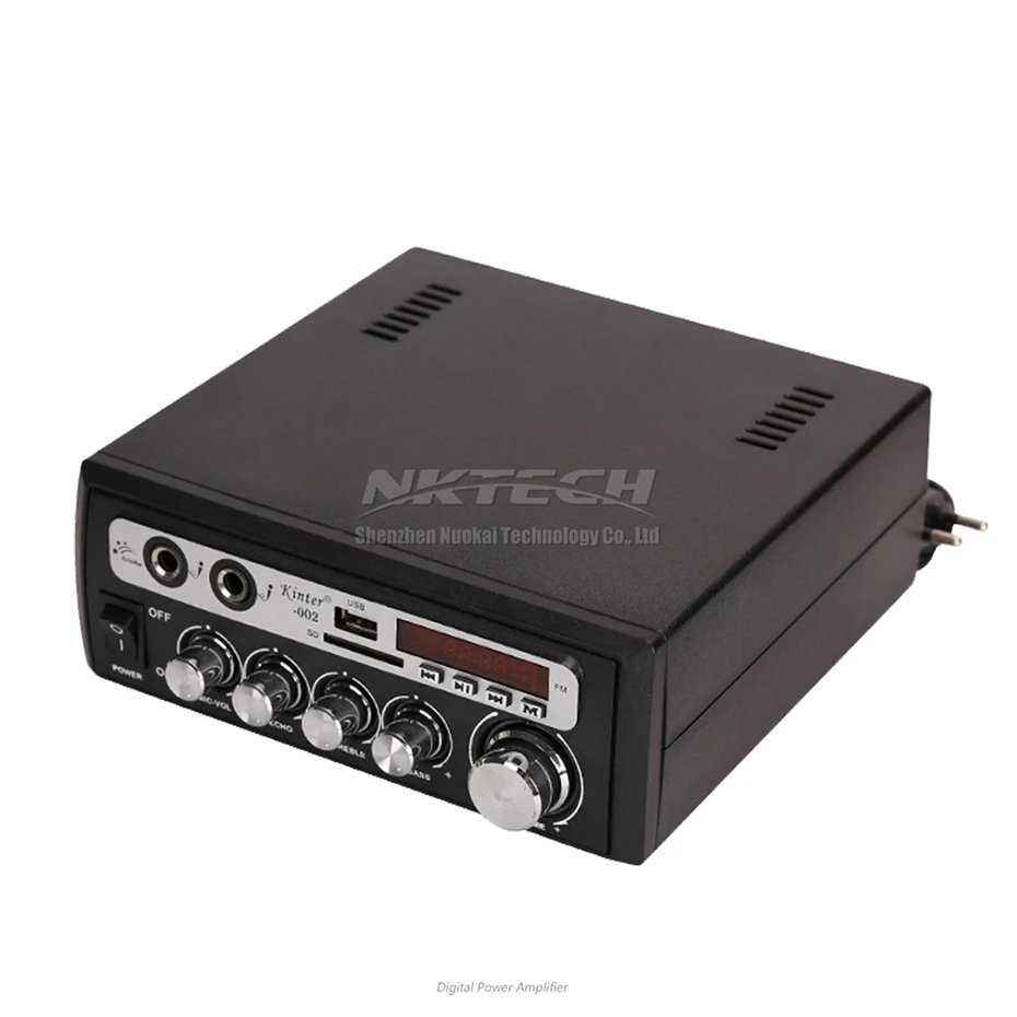 Автомобильный усилитель мощности Kinter-002 цифровой аудиоплеер 2x25 Вт Hi-Fi стерео бас USB SD MP3 FM 12 В 220-240 в двойной караоке микрофон для эхо