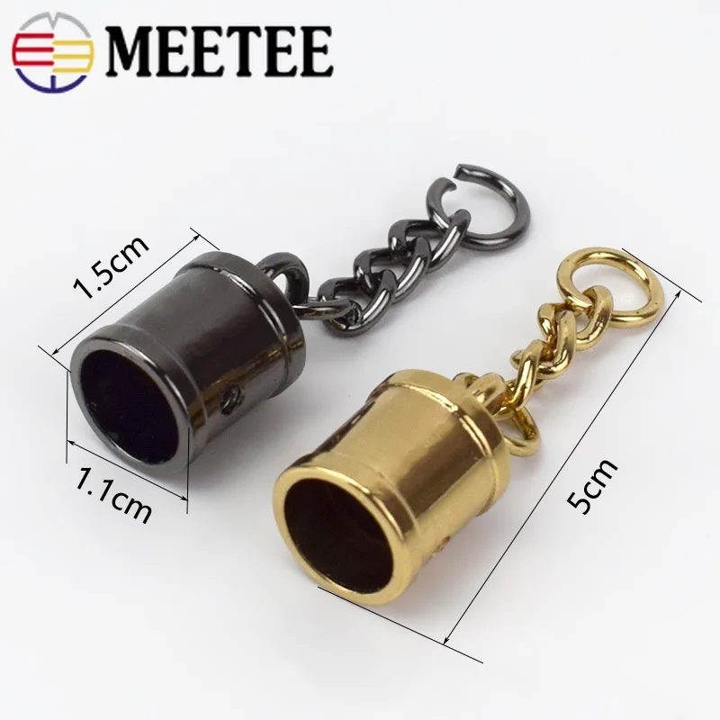Meetee 10/50 шт в наборе, 5x10 мм Металлическая заглушка пряжки кисточкой подвесное крепление для велосипеда, самодельный сумок аппаратный трос застежка колокол ручные сумки кожаные аксессуары