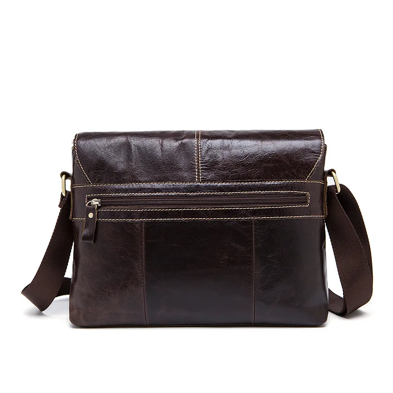 Мужская кожаная сумка-мессенджер с двойным карманом |