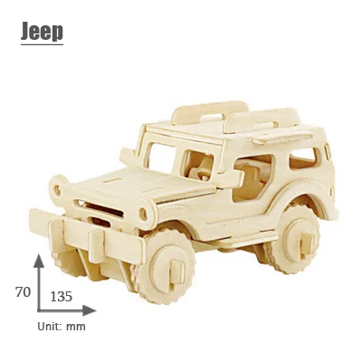 Jeep 3d трехмерные деревянные пазлы с животными игрушки для Детский Набор для творчества ручная работа деревянные пазлы животные насекомые серии - Цвет: Jeep