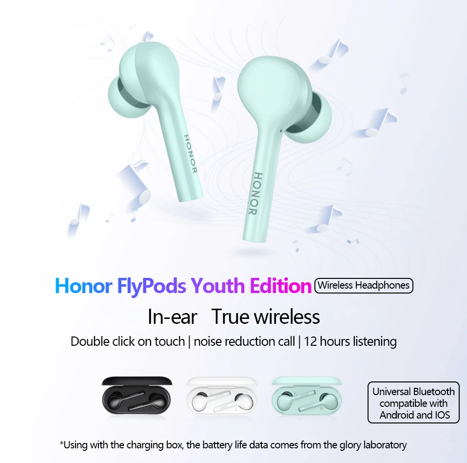 huawei Honor FlyPods Молодежная версия TWS Беспроводные Bluetooth 5,0 наушники водонепроницаемые с микрофоном Музыка сенсорная Беспроводная зарядка