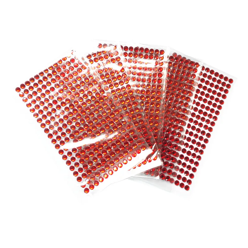 

5 sets/bag 6mm kids toys Rhinestone Stickers Acrylic red crystal Diamond Wall Furniture Diy decoration Flat sticker