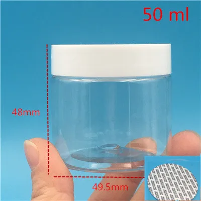 50 ml 50 pcs 50 шт./партия прозрачная пластиковая бутылка маленькая банка крем контейнер для специй банка Запчасти для хранения с уплотнительной наклейкой 47 мм Открытие - Цвет: 50 ml 50 pcs