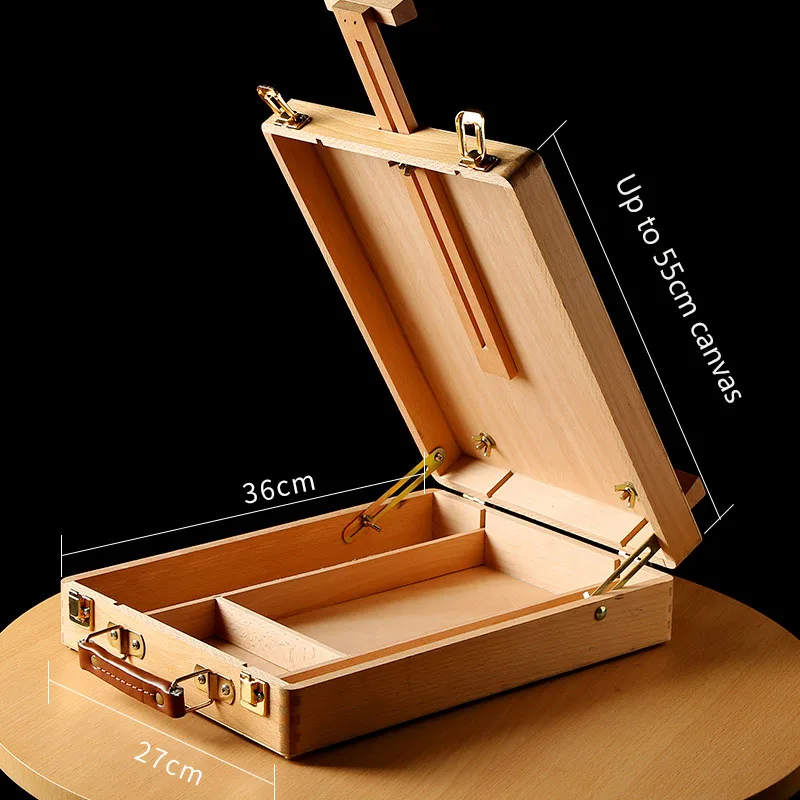 Настольная портативная Красная эмаль деревянная коробка для масляной живописи