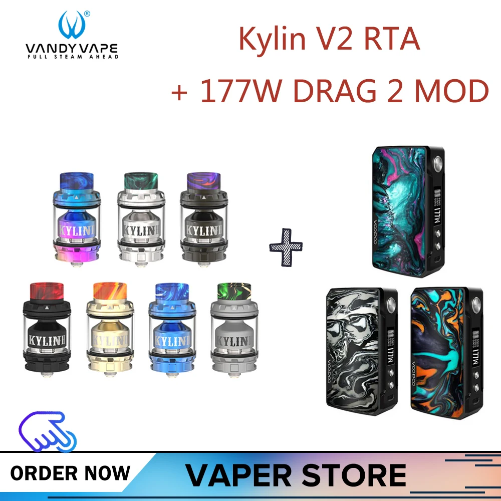 Оригинальный voopo177w 2 Коробка мод с Vandy vape Kylin V2 RTA Tank VS Vaper Vs DRAG 157 Вт мини набор