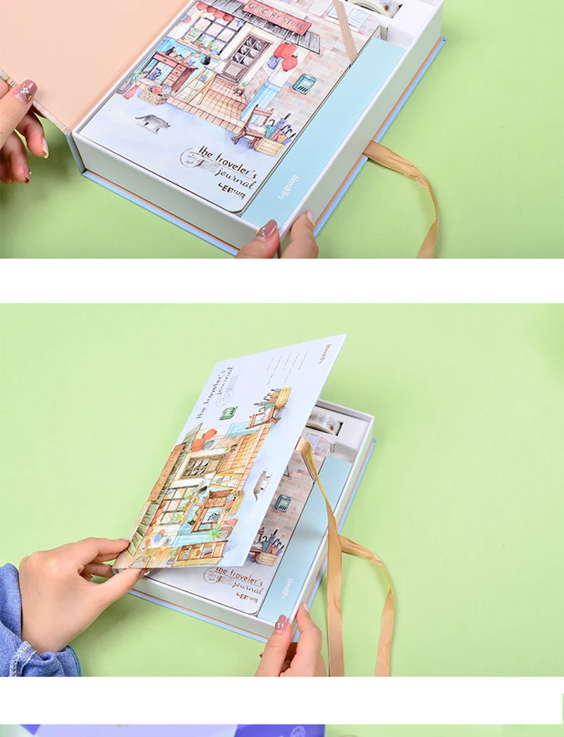 Корейский A5 блокнот Набор Kawaii милый планировщик Органайзер Dokibook личный дорожный дневник записные книжки+ 6 цветных ручек и ленты