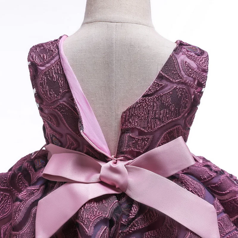 

Summer Girls Embroidery Bow-Knot Princess Dress Children Tutu Wedding Dress Girl Deluxe Ball Gown Costumes