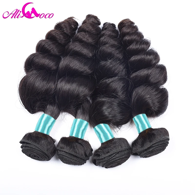 

Ali Coco Malaysian loose Wave 3/4 PCS 100% Human Hair Bundles Natural Color 8-30 inch Non Remy Hair Extensions