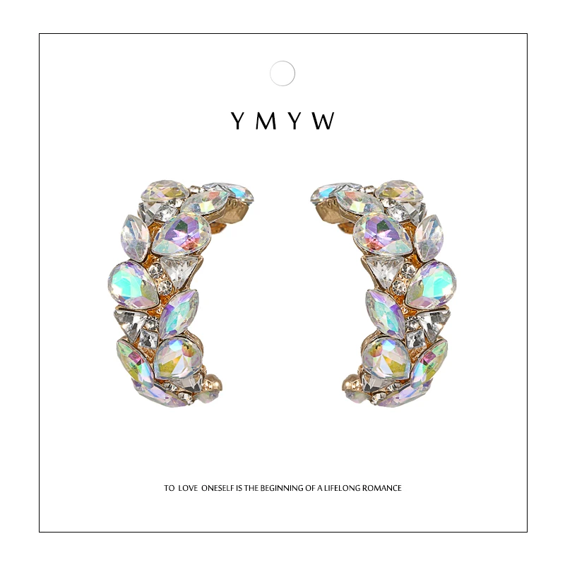 YMYW стильные серьги-гвоздики с кристаллами и стразами очаровательные трендовые