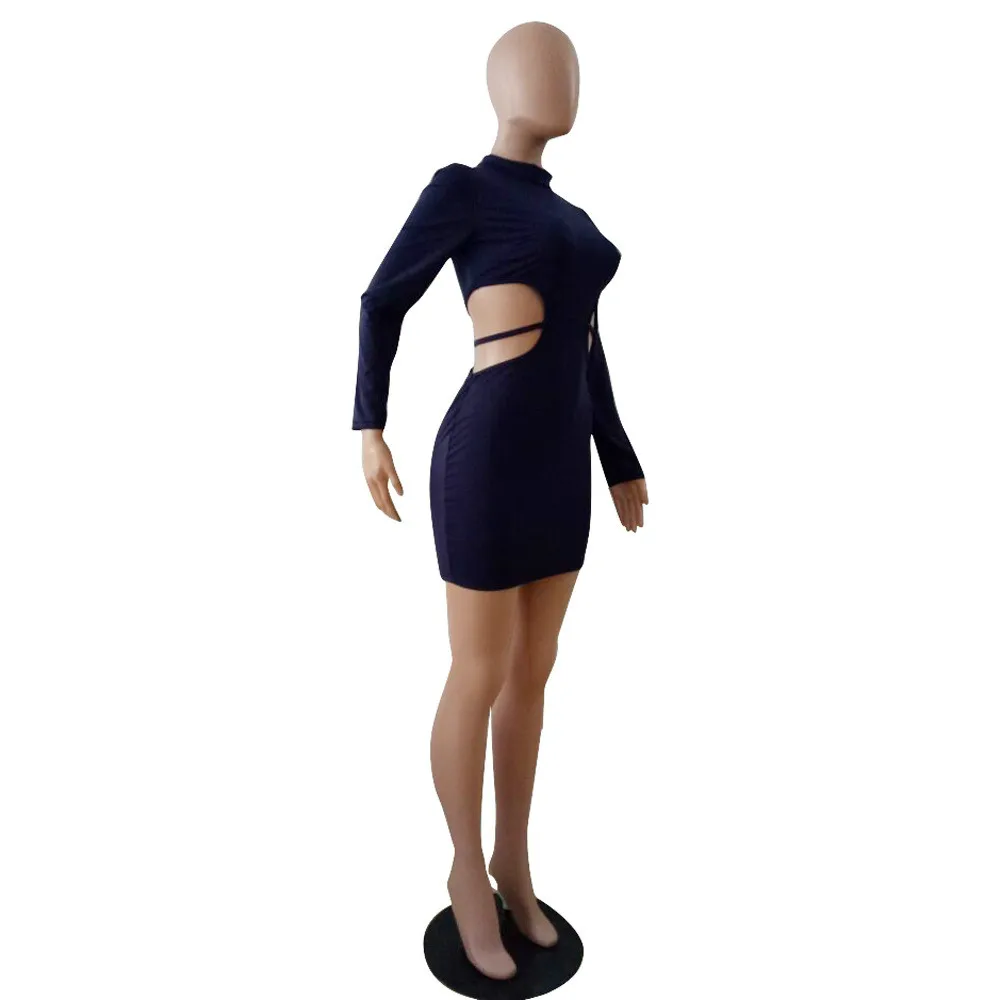 Wankou осеннее платье Новинка 2017 года пикантные Высокая Талия выдалбливают