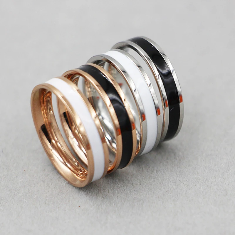 Женское кольцо с эмалью Anillo Bijou из нержавеющей стали цвета розового золота