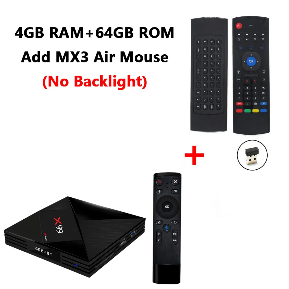 X99 RK3399 4 Гб ОЗУ 64 Гб ПЗУ Голосовое управление Smart Android 7,1 ТВ-приставка 2,4G/5G Wifi 4K Bluetooth 4,1 USB 3,1 медиаплеер vs H96 MAX - Цвет: X99 add MX3