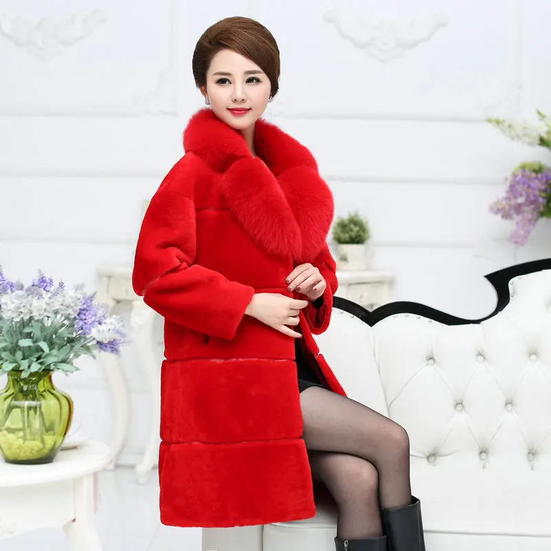 Зимнее специальное оформление Новое кашемировое женское меховое пальто длинное