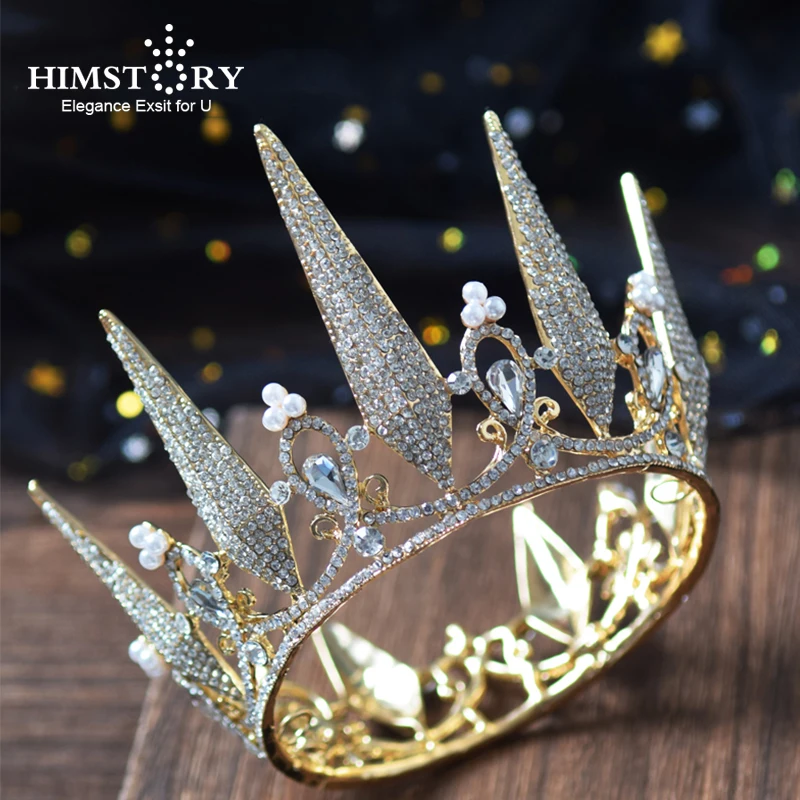 Женская свадебная тиара с кристаллами Himstory корона аксессуары для волос круглая