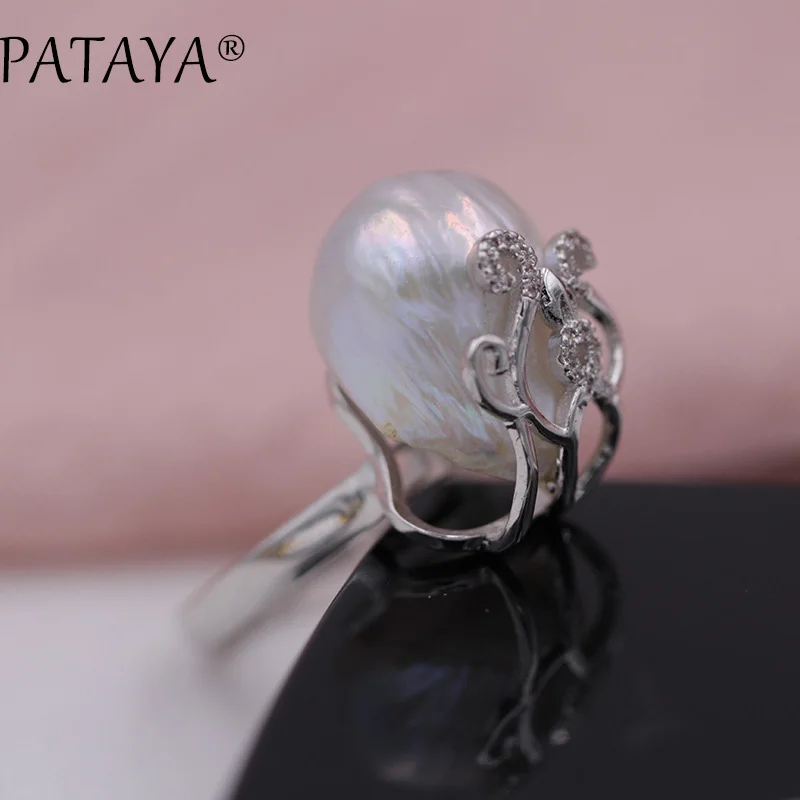 Открытые Кольца PATAYA с большими искусственными жемчужинами оригинальное белое