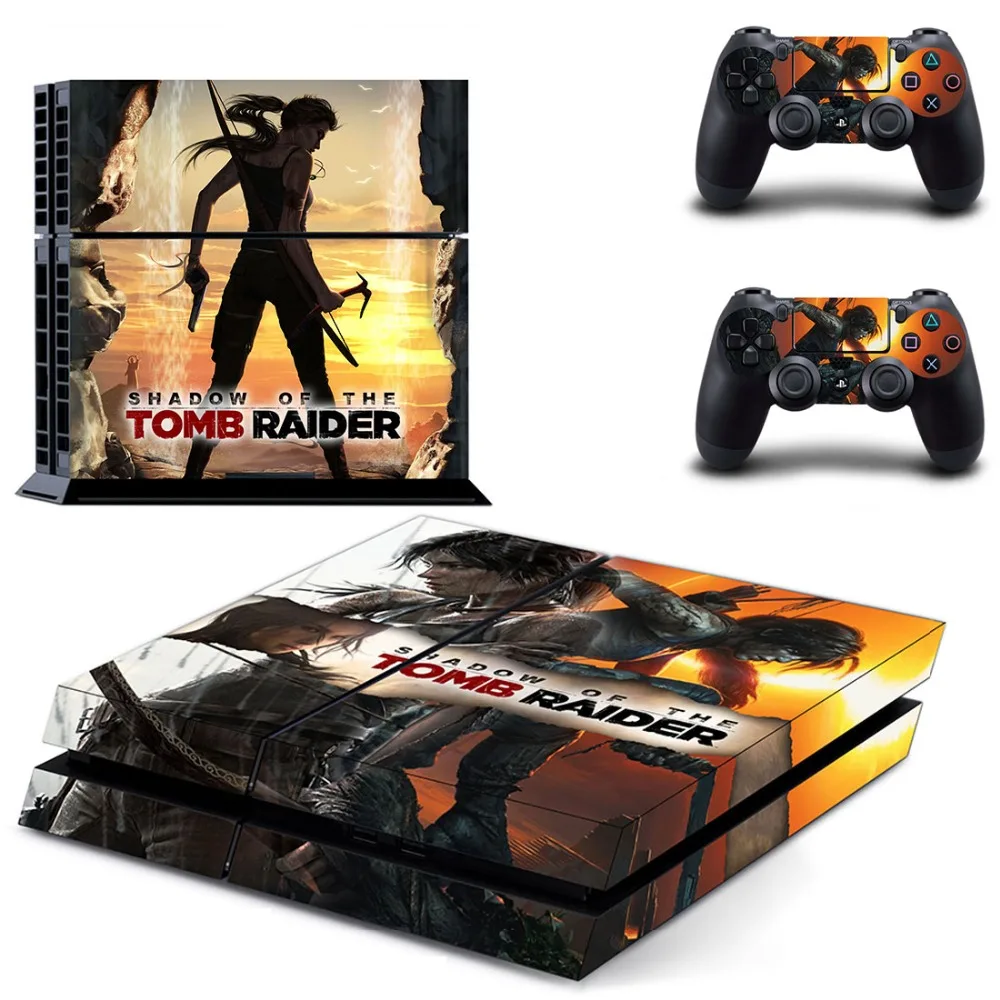 Виниловая наклейка Shadow of The Tomb Raider для консоли Sony Playstation 4 и 2 контроллера