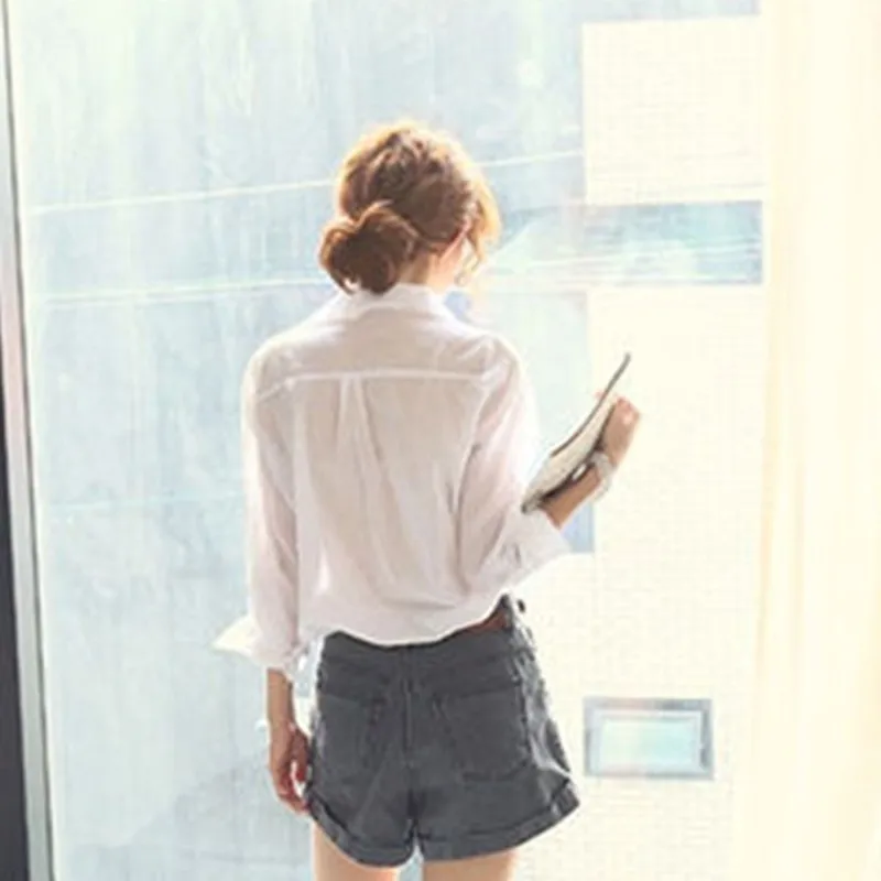 Женские блузки модные хлопковые Camisa с v-образным вырезом летние льняные деловые