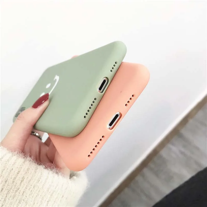 JIBAN Cute Cartoon Smile Expression Phone Case For Iphone XR XS Max X Couples Soft TPU 7 6 6S 8 Plus Cover |