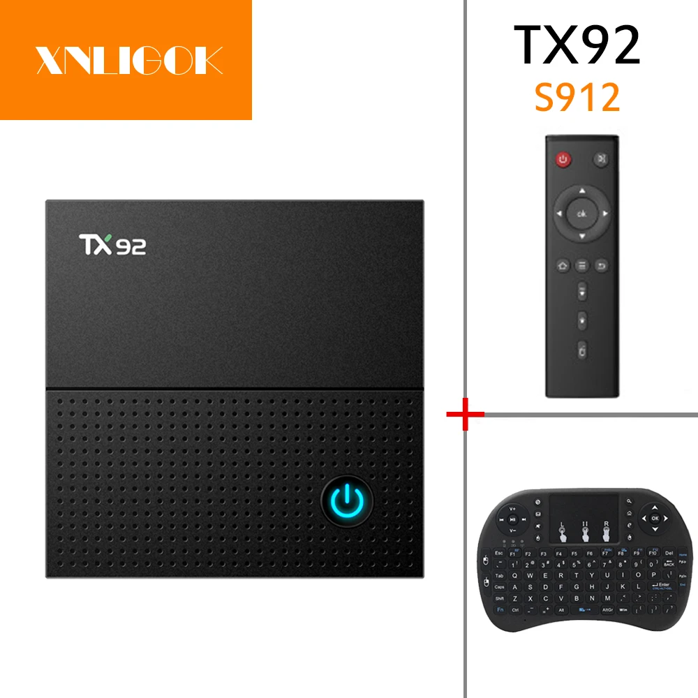 ТВ приставка TX92 Amlogic S912 Восьмиядерный процессор Android 7 1 OS BT 4 1000M LAN 3 Гб RAM 32 ROM Smart TV