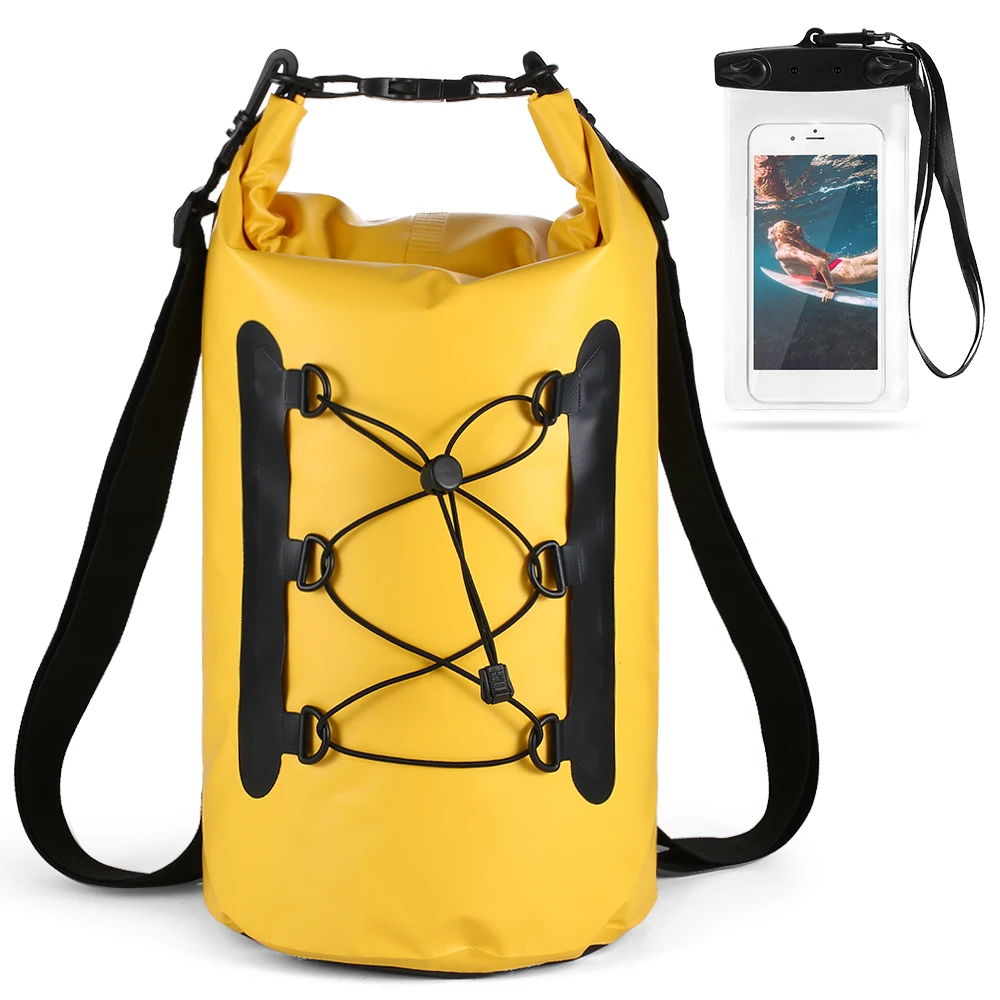 

15L Waterproof Dry Bag with Phone Case River Trekking Swimming Bag Roll Top Dry Sack for Kayak Boating Fishing Surfing Rafting