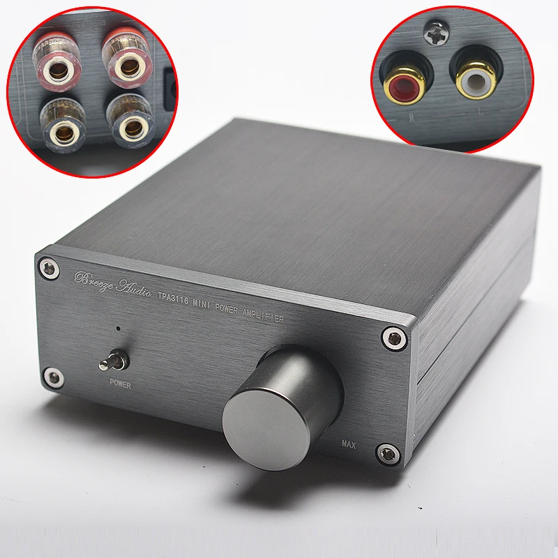 Brisa de Áudio Amplificador de Potência Digital de Áudio Invólucro de Alumínio Hifi Classe Estéreo Avançado 2*50w Mini Casa 2.0 Tpa3116