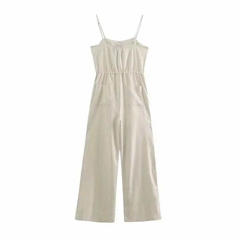 2019 стиль сафари Женские Карманы пуговицы украшения льняные широкие комбинезоны