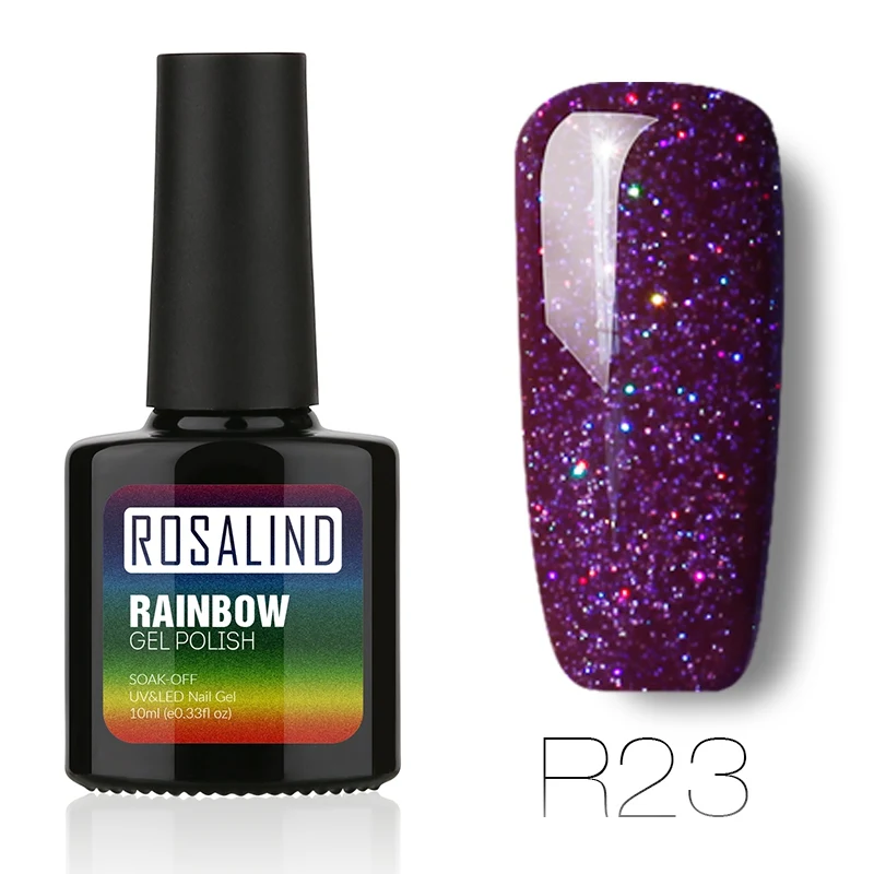 R23 ROSALIND, 10 мл, Гель-лак для ногтей, Радужный мерцающий R01-29, лазер, блестящий, для дизайна ногтей, маникюра, долговечный УФ-светодиодный Гель-лак - Цвет: R23