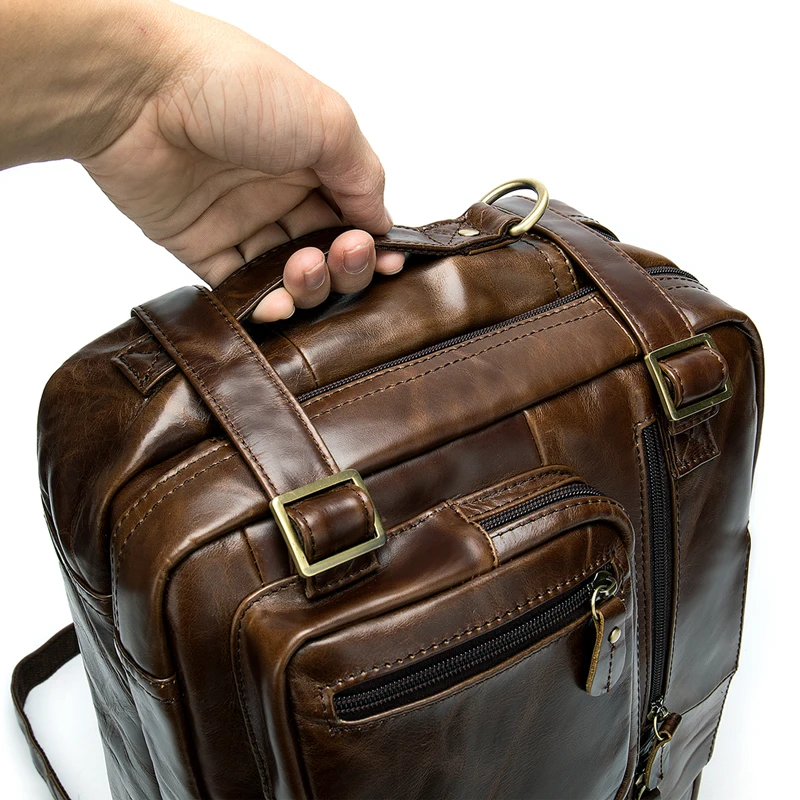 Рюкзак WESTAL мужской из натуральной кожи многофункциональный ранец для ноутбука