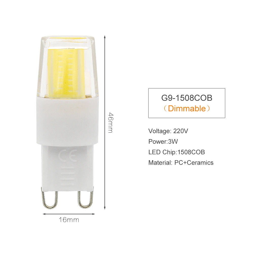 3W Dimmable ANBLUB Bombillas G9 3W, 4 Вт, 5 Вт, 6 Вт, светодиодный светильник с регулируемой яркостью, переменный ток, 220 В, светильник в виде свечи, лампа, заменяющая галогенный светильник 20 Вт, 30 Вт, 40 Вт, для люстры - Испускаемый цвет: 3W Dimmable