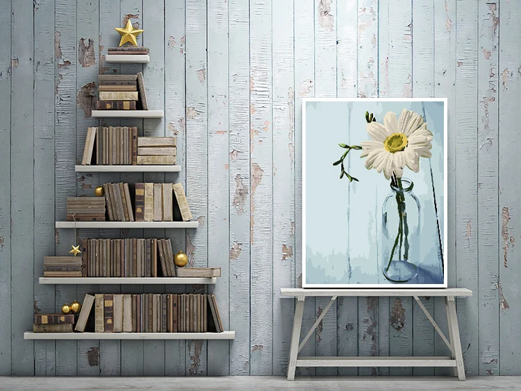 DIY Краска по номерам Цветок 40x50 см на холсте акриловая краска ручная краска ed искусство для спальни стены Свадебные украшения творческие наборы