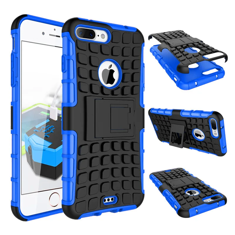 blue Гибридный чехол с подставкой для iphone 5 5c 5S SE 6 6s 7 6plus 6s plus 7plus противоударный чехол с функцией подставки - Цвет: blue