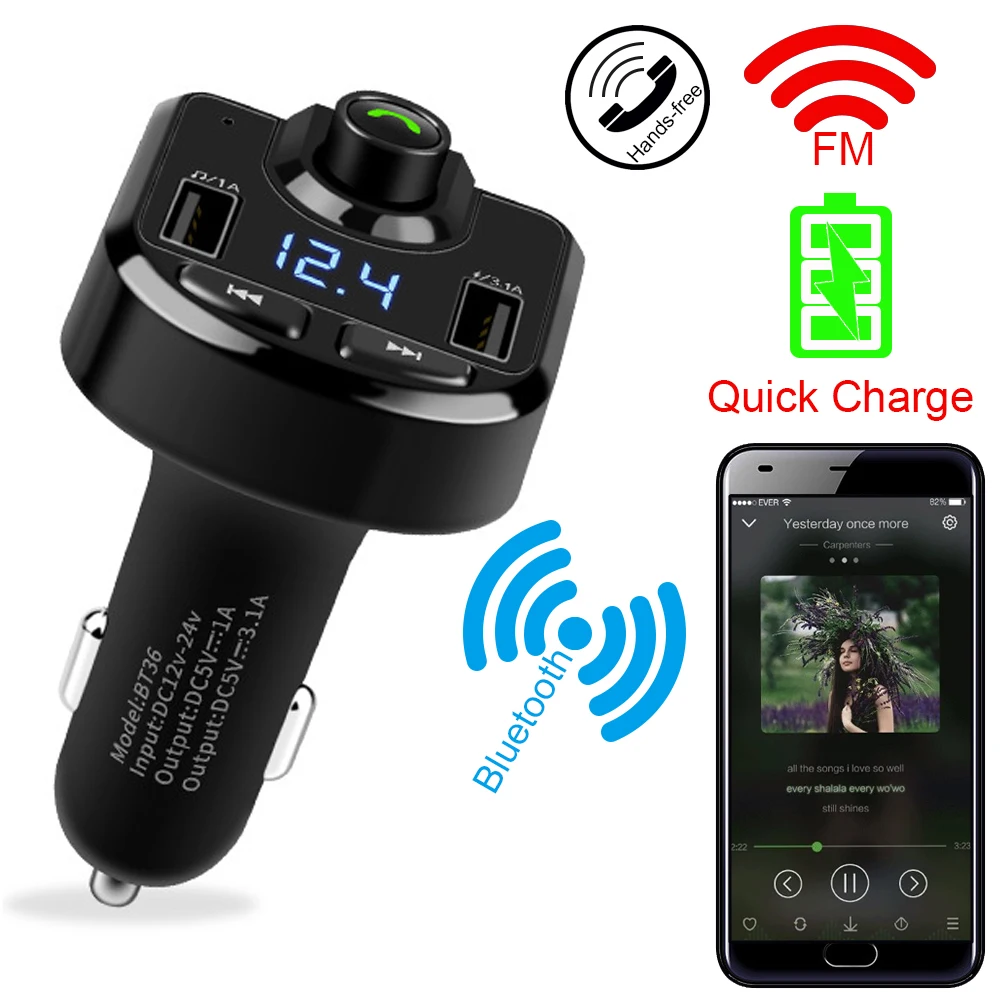 Bluetooth Беспроводной автомобиля громкой связи USB 4.1A Быстрый переходник для