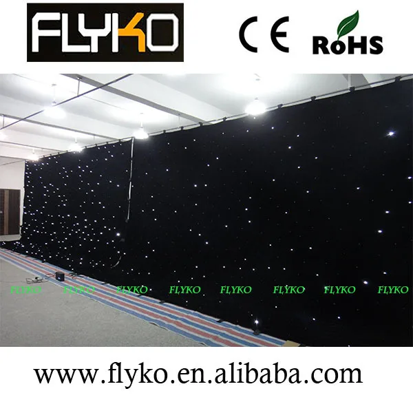 Бесплатная доставка белая светодиодная занавеска со звездами черная ткань