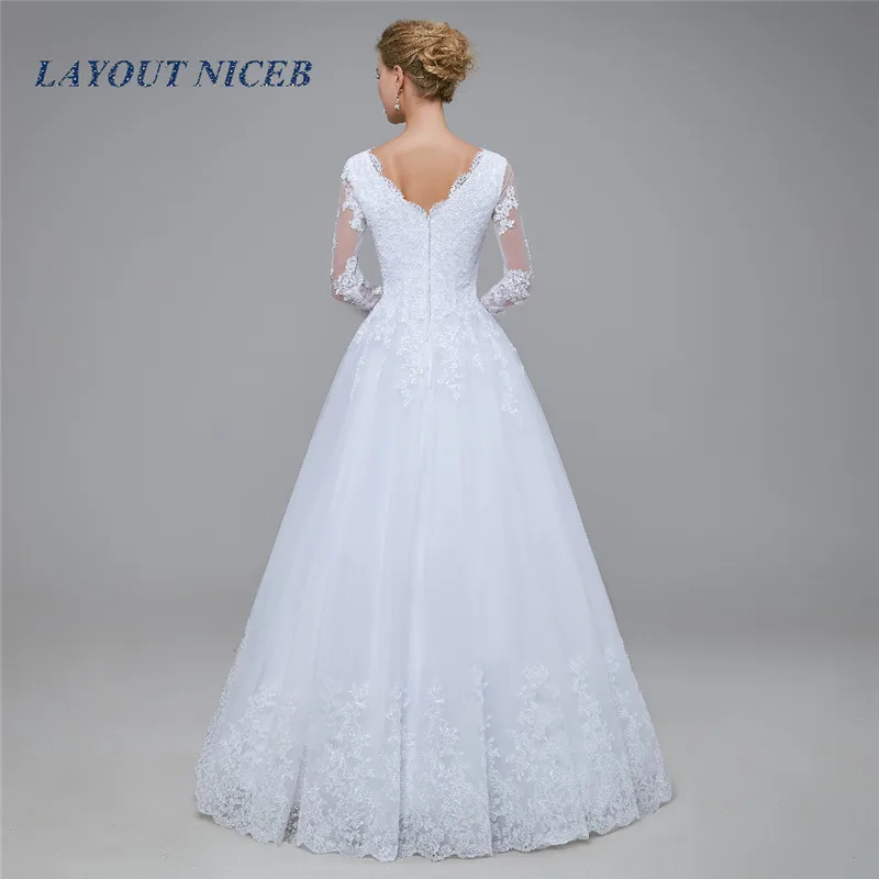 Long Sleeves Vestidos De Noiva Tulle Wedding Dress 2019 A-Line Bride Custom Robe Mariee | Свадьбы и торжества