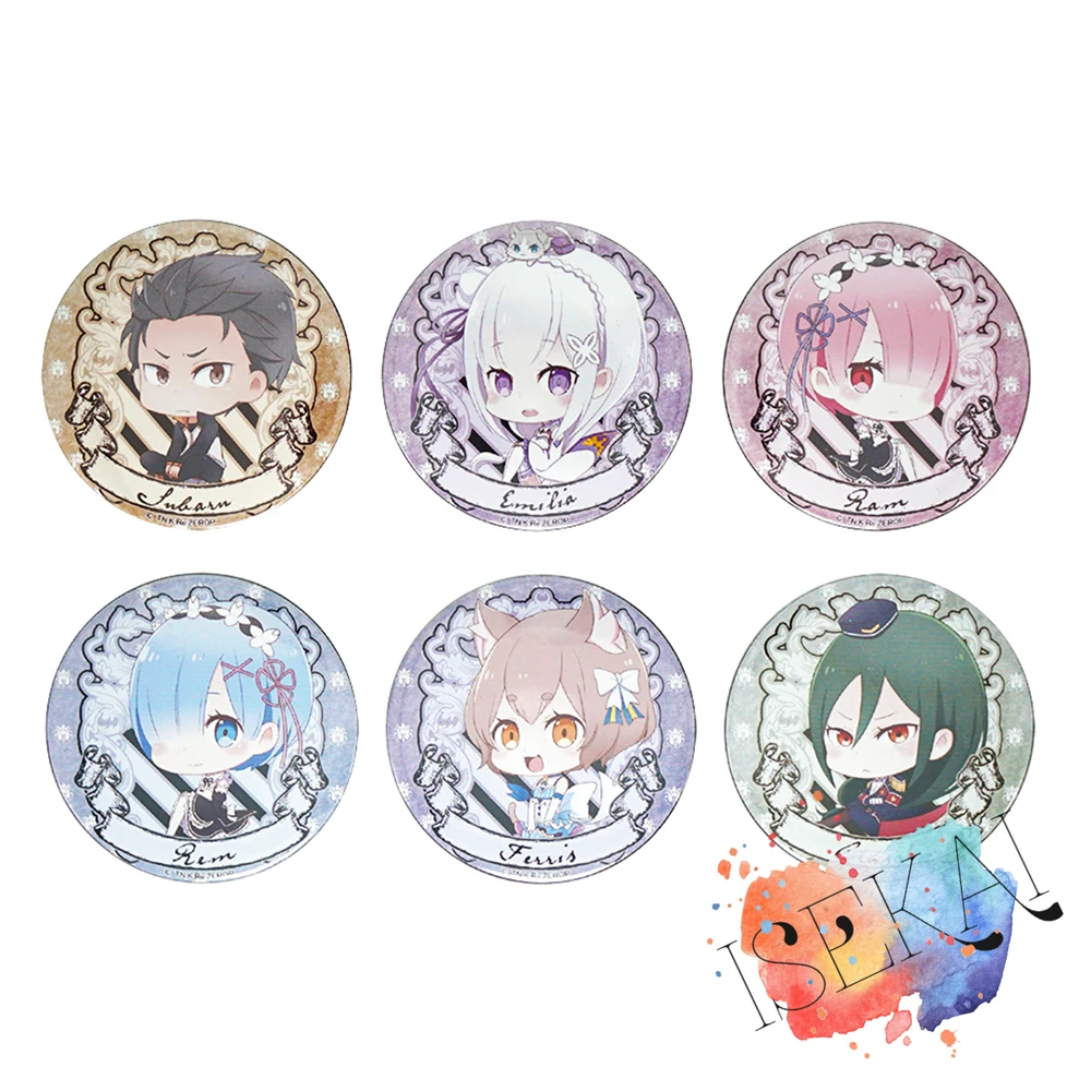 Rezero Rem Ram Natsuki Subaru Emilia Felix аниме Re:Zero kara Hajimeru Isekai Seikatsu Can значок брошь булавки|Броши| |
