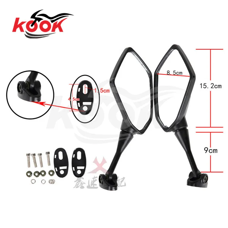 Черное зеркало заднего вида для мотоцикла honda CBR 250 CBR600RR VFR800 2002 2003 2004 универсальное