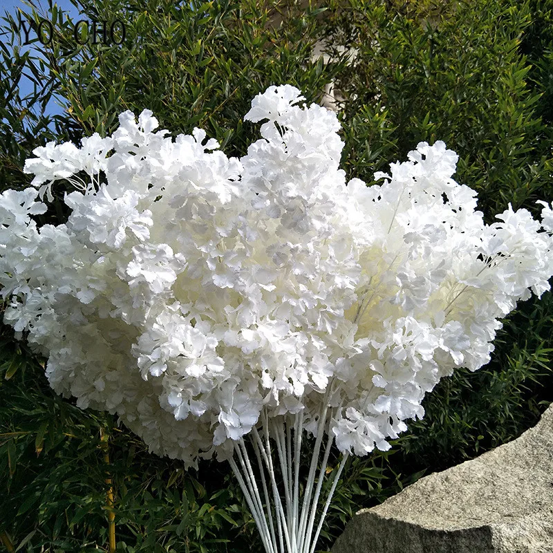 

95cm Silk Hydrangea White Branch Drifting Snow Gypsophila Artificial Flowers Cherry Blossoms Wedding Arch Decorate Fake flower