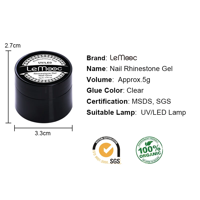 

LEMOOC 5g Nail Rhinestone Gel Polish Stick Nail Adhesive Glue for DIY Nail Decorations Tool Nail Art Design Soak Off