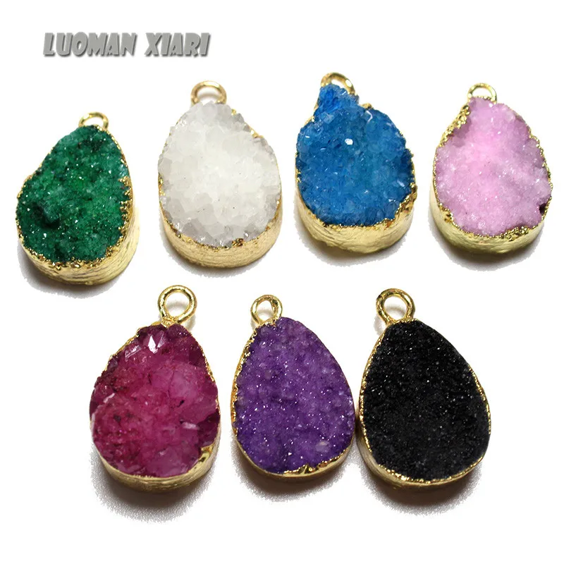 Оптовая продажа естественная Друза Кристальный камень кулон крашеный цвет