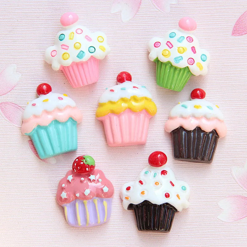 

6PCS Strawberry cake Slime Charms Beads Slime Accessories Making Supplies With Drawstring Pouch for DIY Crafts Scrapbooki