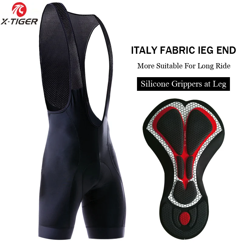 Bib Cycling Shorts X-TIGER Pro racing велошорты с 5 см Италия Захваты легкий нагрудник брюки высокой плотности 5D гелевая подкладка для длительной езды - Цвет: Bib Cycling Shorts
