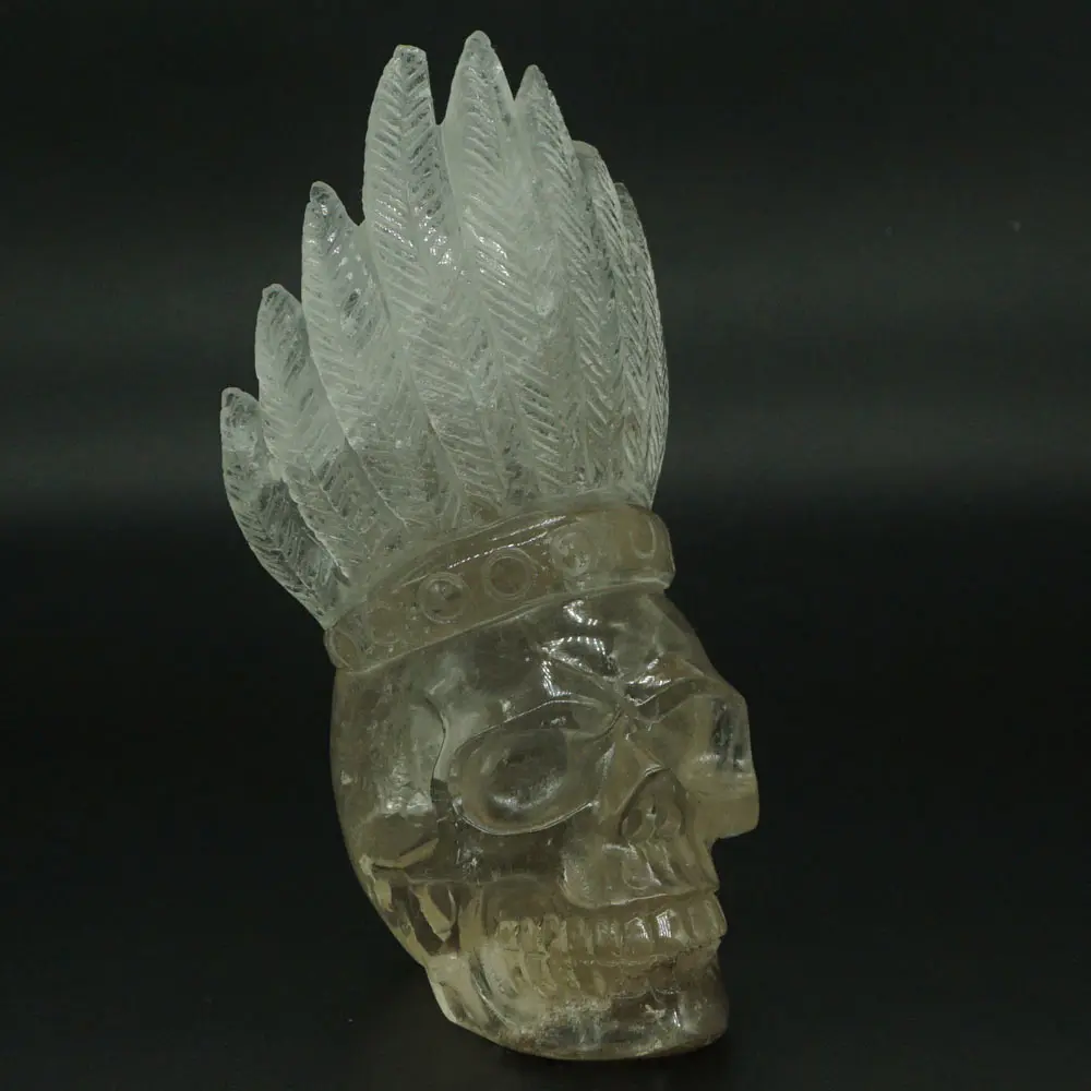 4.8&quotRainbow Clear Quartz India Skull Carving Healing Reiki Office Home Decor | Дом и сад