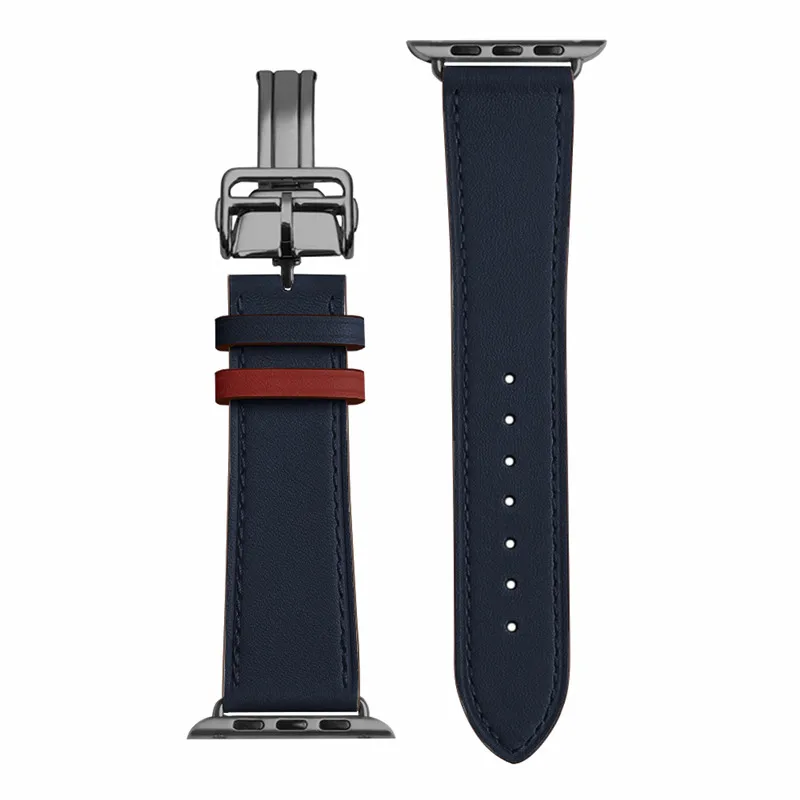 Herm логотип на ремешке с застежкой для Apple Watch Series 5 4 3 2 1 44 мм 40 мм 42/38 мм кожаный ремешок для iwatch - Цвет ремешка: 7
