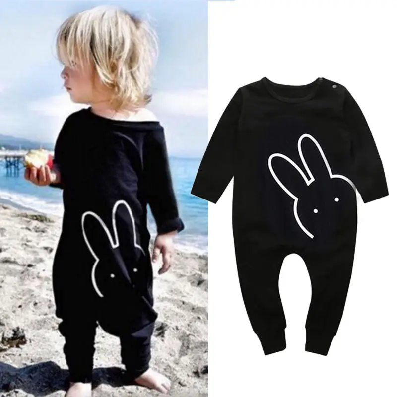 Детский хлопковый комбинезон с длинным рукавом и кроликом|romper bebe|rabbit romperboy girl clothes