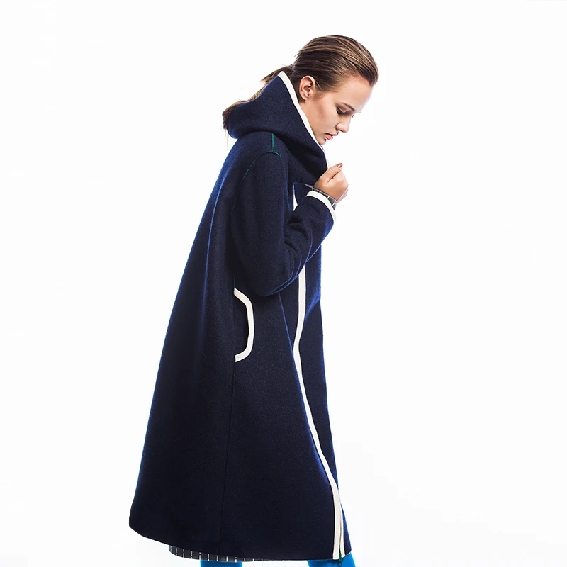 LYNETTE'S CHINOISERIE Autumn Winter Original Design Women Elegant Plus Size Loose Hooded Woolen Overcoat Outerwear | Женская одежда