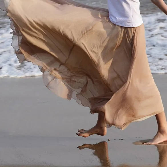 FANALA осенние юбки женские 2017 шифоновые длинные макси богемные пляжные длиной до