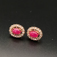natural ruby stud earrings for women diamond encrusted free shipping