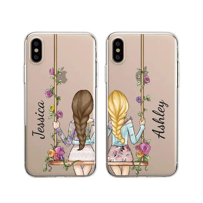 

Custom Personalized Name Travel BFF Best Friend Forever Girl Mobile Phone Soft Clear Case For iPhone 12 11 13Pro XS Max XR X 8P